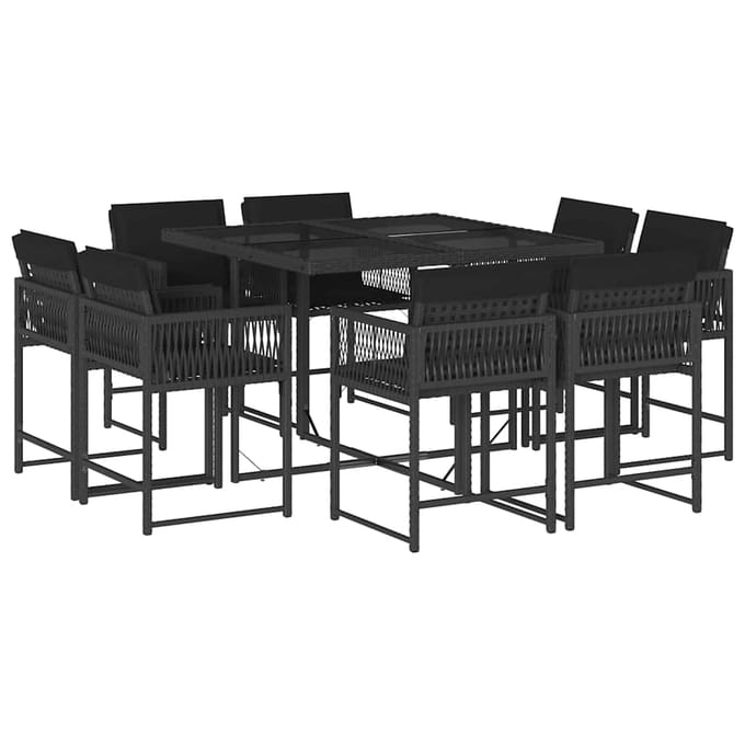 vidaXL - 9-delige - Tuinset - poly - rattan - zwart
