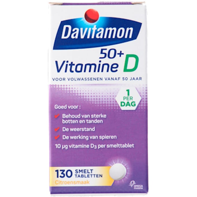 Davitamon Vitamine D 50+ Smelttabletten - vitamine d volwassenen - 130 stuks - Voedingssupplement