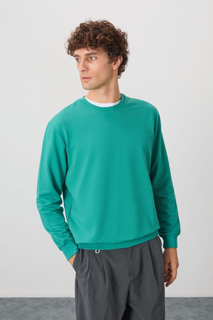 Heren Effen Rundhals Sweatshirt
