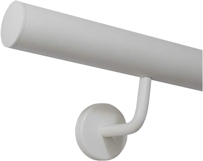 Roestvrijstalen Leuning - Wandsteun Leuning - Veilig Traplopen - Gepoedercoat Wit - 200 cm Lengte - Wit