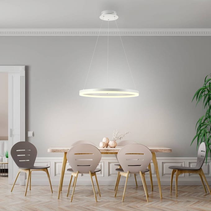 Paul Neuhaus LED hanglamp Titus, Ø 60 cm, wit, dimbaar