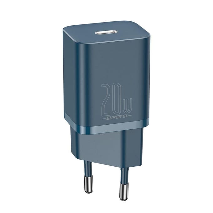 Baseus USB C Adapter - 20W - USB C Oplader - USB C Stekker - Snellader - Blauw