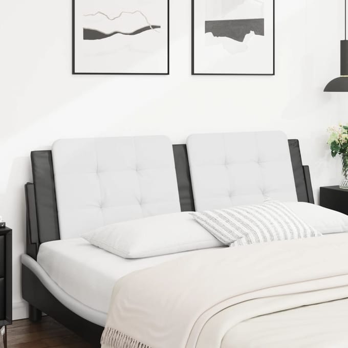 vidaXL - Hoofdbordkussen - "Zadar" - 160 - cm - kunstleer - wit - en - zwart