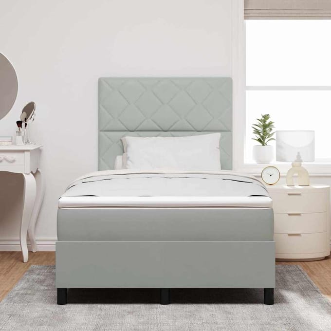 vidaXL - Boxspring - bed - met - hoofdeinde - Lichtgrijs - 120 - x - 200 - cm - Fluweel