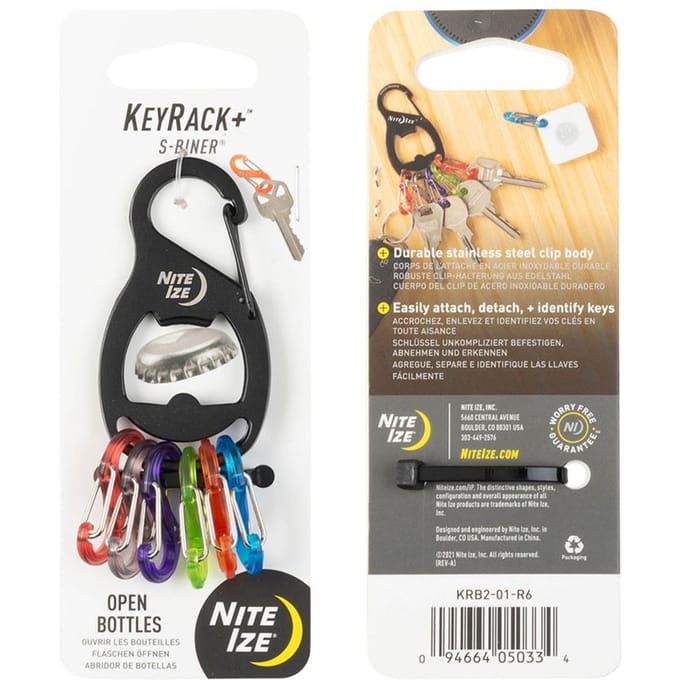 NITE Ize NI-KRB2-01-R6 Sleutelkarabijn Zwart, Bont 1 stuk(s)
