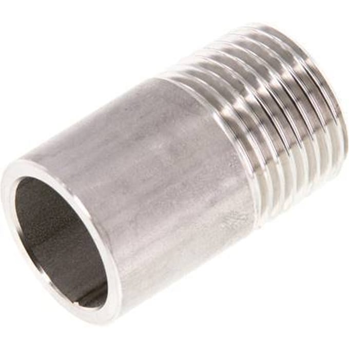 R 1/2'' Buitendraad x 21.3mm RVS Pijpnippel met Las uiteinde 20 Bar DIN 2982 - 35mm