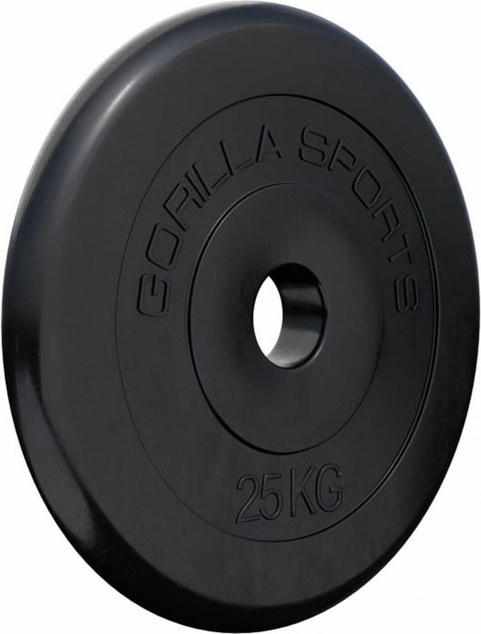 Gorilla Sports Halterschijf - Gewichtsschijf - Gietijzer - Rubber - 30 mm - 25 kg