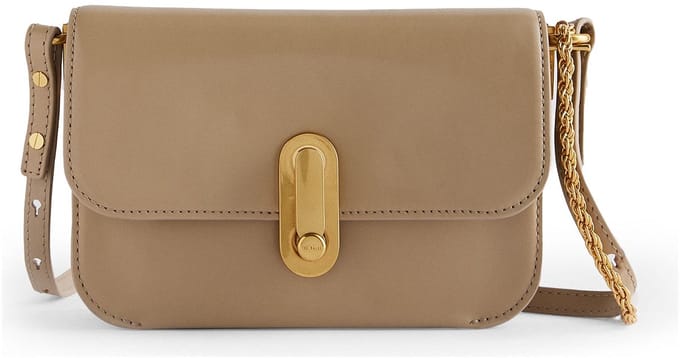 Ted Baker Leren schoudertas Kkaysa Polished Leather Crossbody Bag Taupe