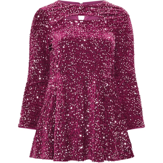 Yours London Roze Fluwelen Top Met Pailletten Size 42