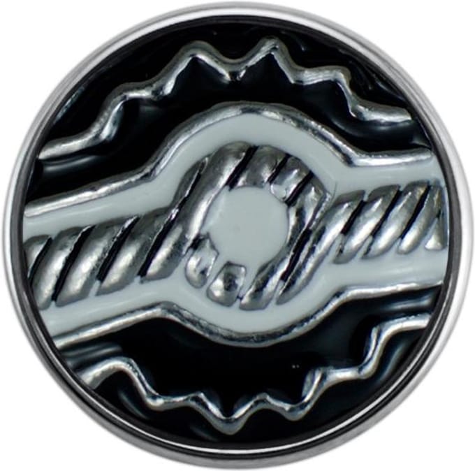 Quiges - Drukknoop Mini 12mm Symbool Touw Zwart en Wit - EBCMK050