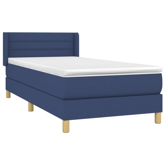 vidaXL - Boxspring - met - matras - stof - blauw - 90x190 - cm