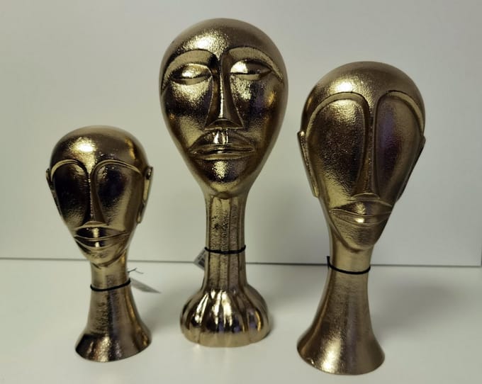 Hoofd - 3 set - Goud - Ornament - Milko - 32cm - Ø13cm