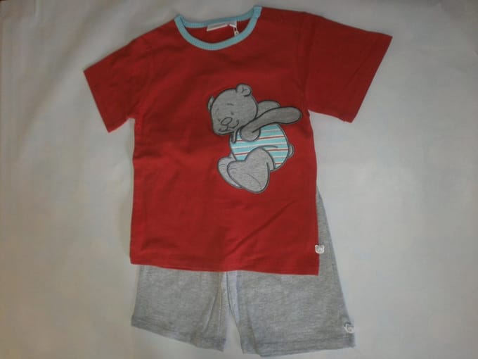 Noukie's - Pyjama - 2 delig - rood  / grijst  Nouky beer - 6 jaar   116
