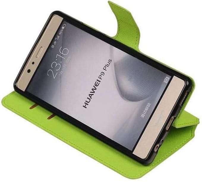 Cross Pattern TPU Bookstyle Wallet Case Hoesjes Geschikt voor Huawei P9 Plus Groen