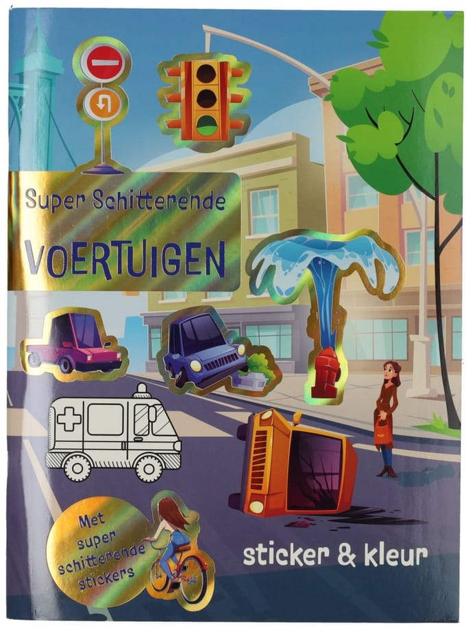 Kleur- en Stickerboek Voertuigen