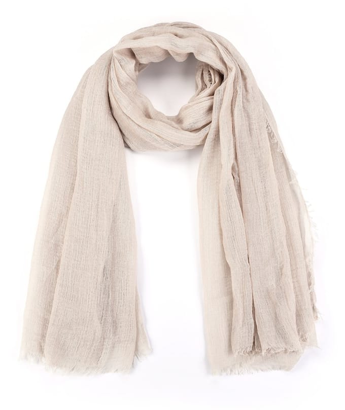 Sjaal - lange dunne sjaal - effen- dames - omslagdoek - beige - cadeautip