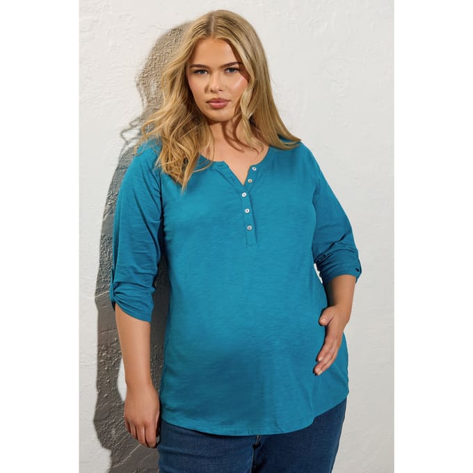 Bump It Up Maternity Blauwe Slub Jersey Top Size 46