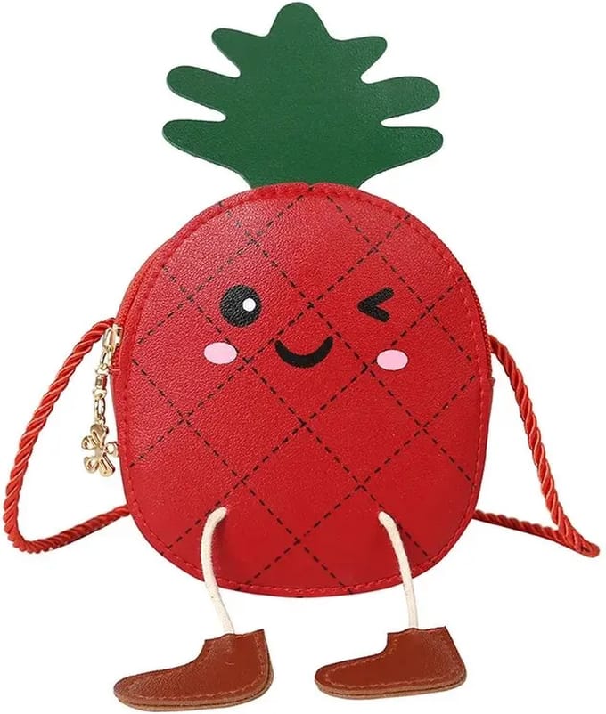 Schoudertas Ananas Rood - Crossbody - Kind - Meisje - Schoudertasje - Ritssluiting - Beentjes