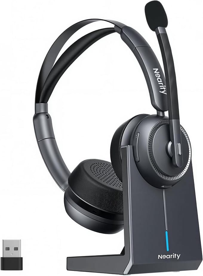 Draadloze Headset met Microfoon voor Werk en Callcenter - Ruisonderdrukking en Bluetooth