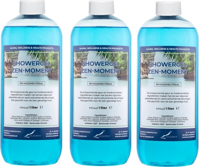 Claudius Douchegel Zen Moment 1 liter - set van 3 stuks - Showergel