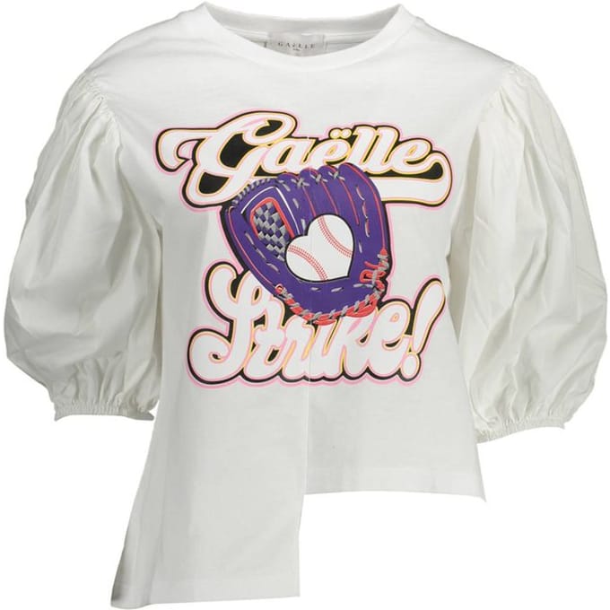 Gaelle Paris Bianco Katoenen Dames T-shirt