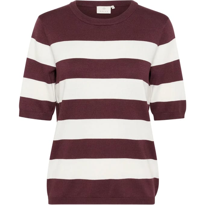 Kaffe KAlizza Striped Knit Dames Trui - Fudge / Chalk Wide Stripe