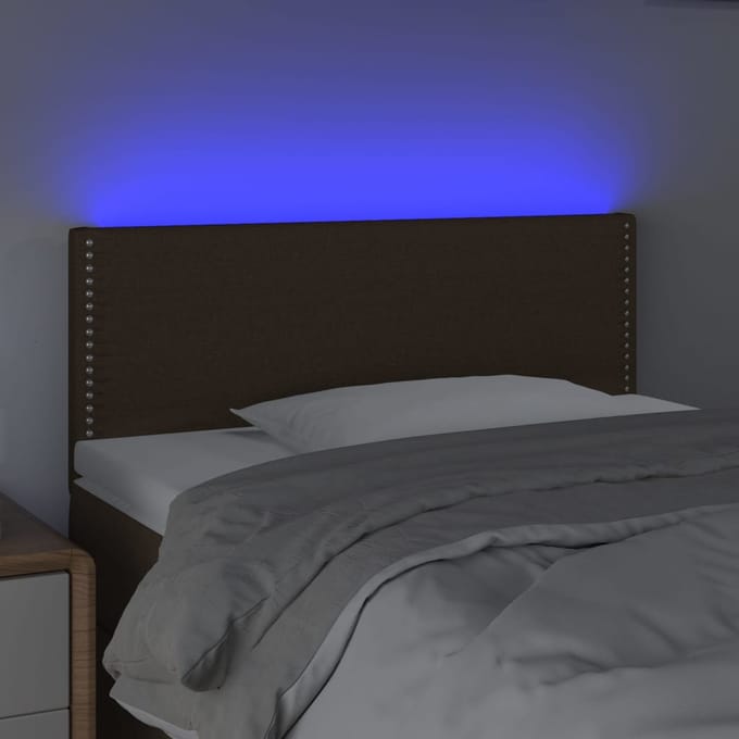 vidaXL - Hoofdbord - LED - 100x5x78/88 - cm - stof - donkerbruin