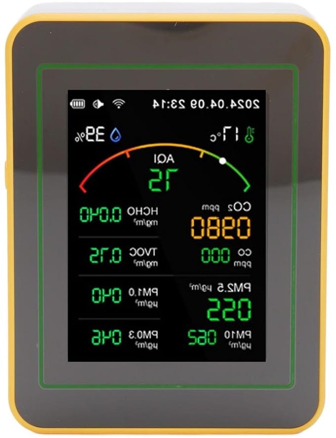 Luchtkwaliteitsdetector - Luchtmeter CO2 Tester - Binnenklimaat Monitoren - 15 in 1 Detectie - Realtime Data - Wit