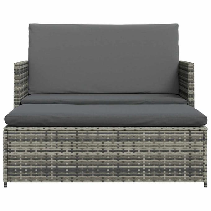 vidaXL - 2-delige - Loungeset - met - kussens - poly - rattan - grijs