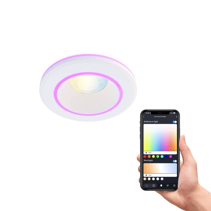 Calex Halo Slimme Inbouwspot - Smart Downlight - RGB en Warm Wit Licht - Wit