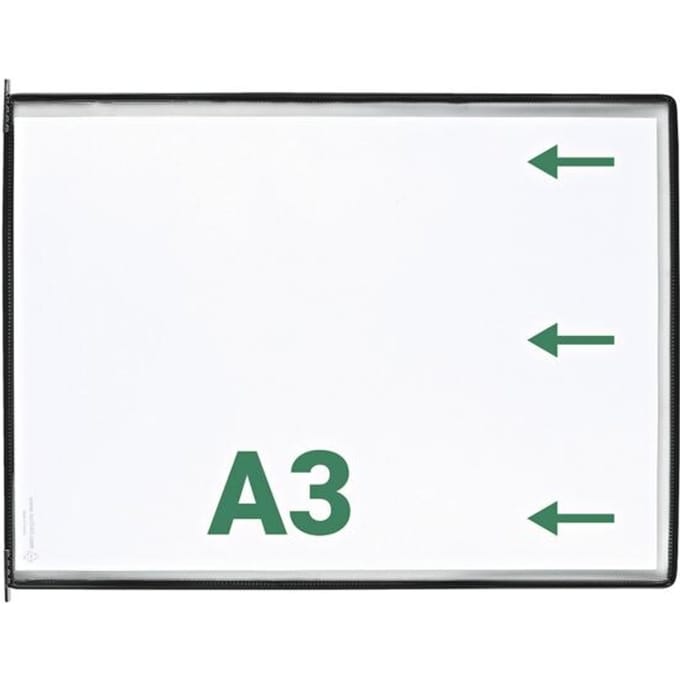 Sichttafel Tarifold DIN A3 quer, 10 St., alle Trägersysteme, Metalldrehzapfen, schwarz