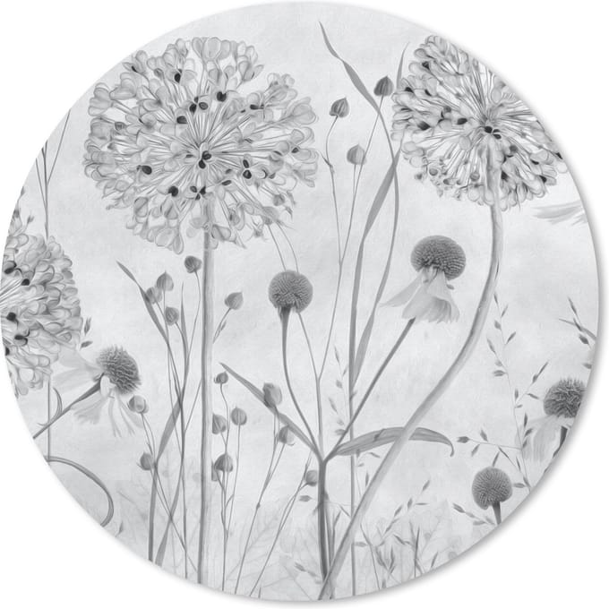 Muismat rond 20x20 cm - Mousepad Olieverf - Stilleven - Zwart - Wit - Ronde muismatten