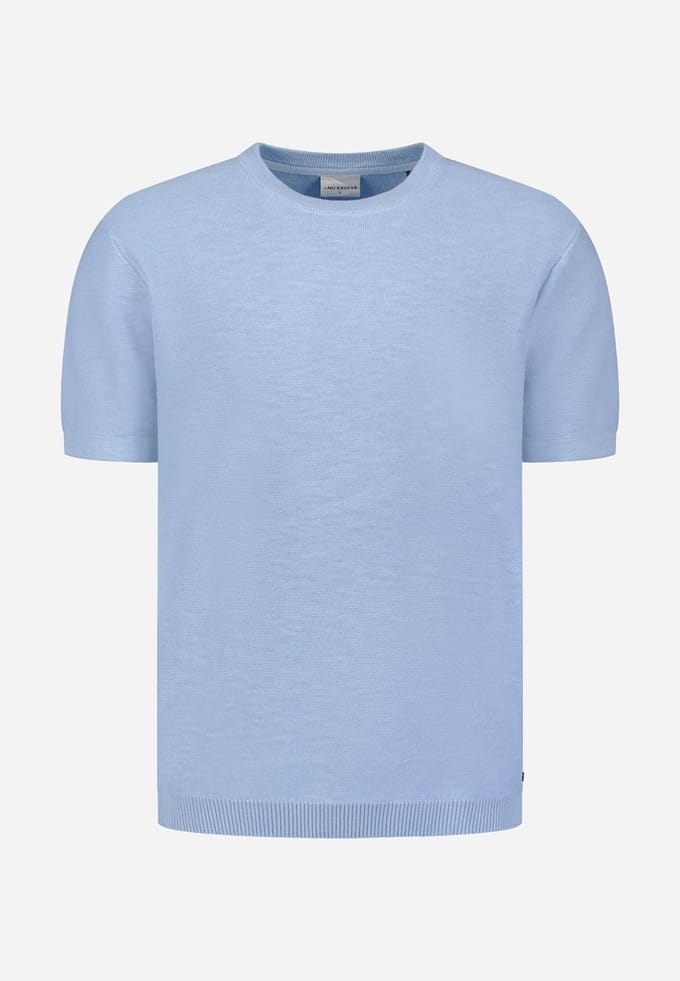 No Excess Pullover Short Sleeve Crew Neck Slub Blue  L