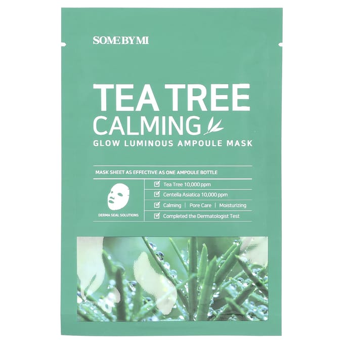 SOME BY MI, Tea Tree Calming, Glow Luminous Ampoule Beauty Mask, 1 sheet mask, 25g (0.88oz) white