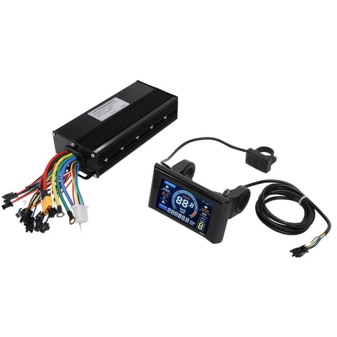 36V 48V 52V Elektrische Fiets Controller met S966 Kleurendisplay Paneel 40A 3 Modus Sinusgolf black