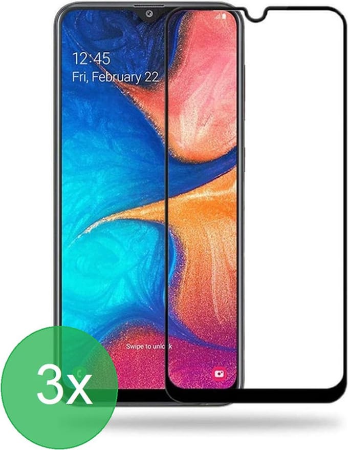3x Full Cover Screenprotector Geschikt voor: Samsung Galaxy A20e - Screen protector - volledige glas - bescherming - beschermglas - ZT Accessoires