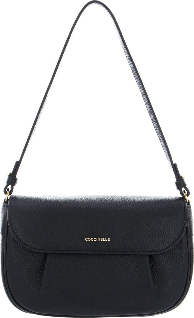 COCCINELLE Leren Schoudertas Coccinelle Buff Mini Bag Grained Leather Noir Zwart