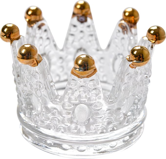 Clayre & Eef Waxinelichthouder Kroon Ø 7x5 cm Transparant Glas