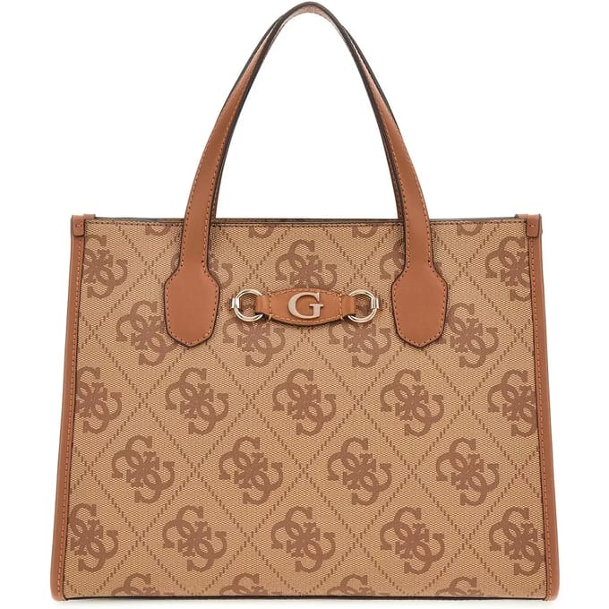 GUESS Handtas Schoudertas Izzy 2 Compartment Tote Latte Logo Taupe