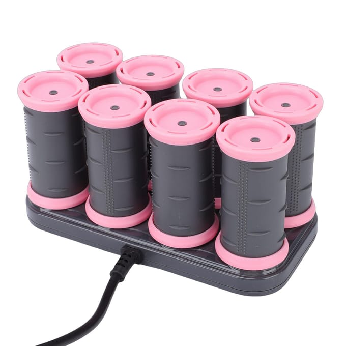 8 stuks 35 mm Verwarmde Haarroller Kit Snelle Verwarming Langdurige Krullen Elektrische Hete Rollers voor Haarstyling black
