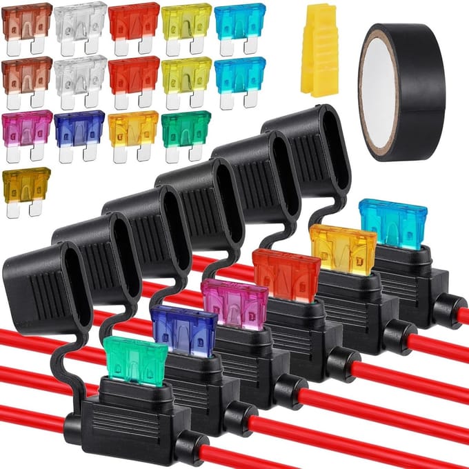 Solidchoice - 6 Stuks Waterdichte Fusehouders met 15 Vervangbare Zekeringen
