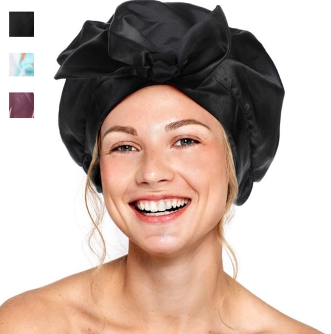 Douchemuts Dames – Douchekap Zero Waste - Droog haar Satijn / PE Zwart