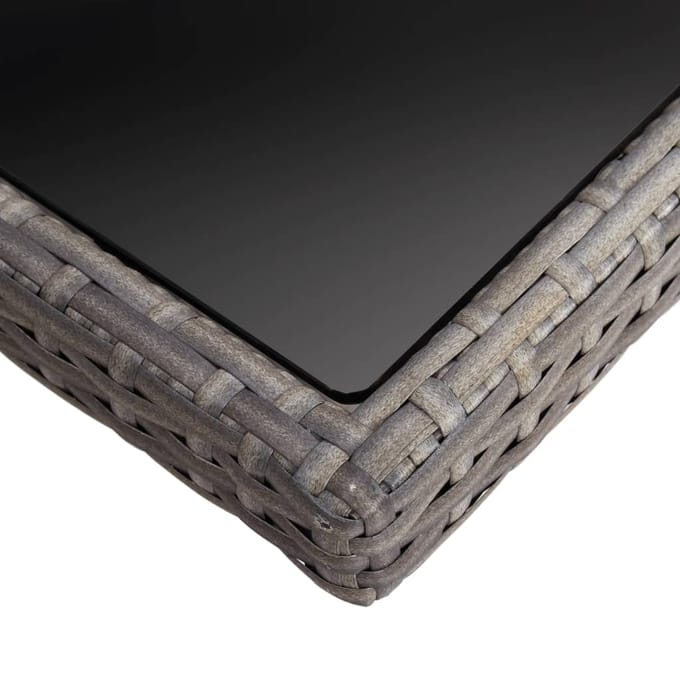 vidaXL - Tuintafel - poly - rattan - en - glas - grijs