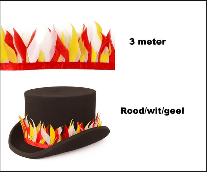 Verenband rood/wit/geel 3 meter - Festival hoed thema feest carnaval