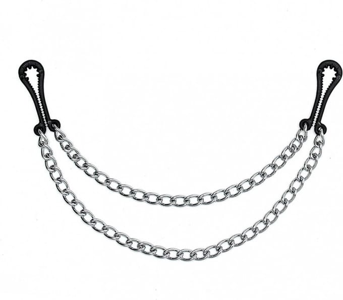 Bondage Play - tepelklemmen kunststof met dubbele ketting