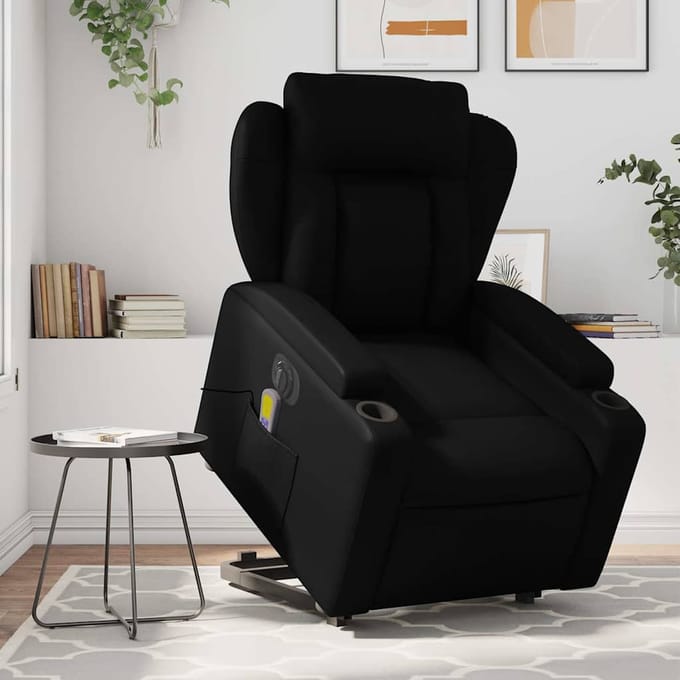 vidaXL - Sta-op-massagestoel - elektrisch - kunstleer - zwart