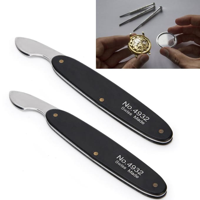 2 stuks Stalen Horloge Bezel Openmaker Achterdeksel Opener Reparatiegereedschap voor Horlogemaker gray