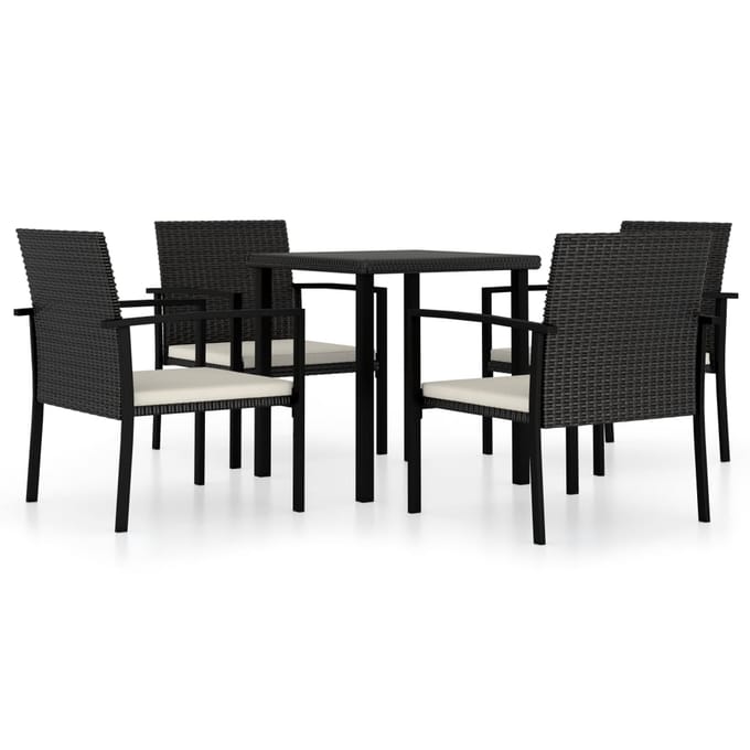 vidaXL - Tuin - Eettafel - Set - 5 - pcs - Zwart - poly - rattan
