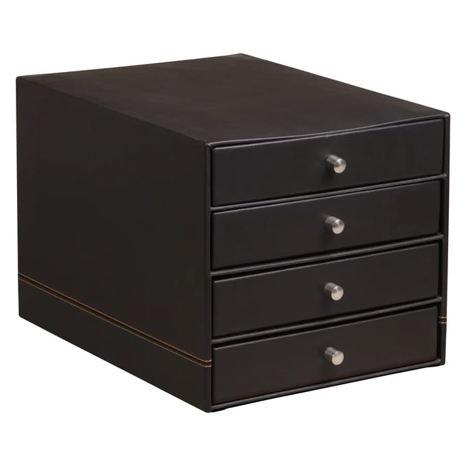 Rhodia Opbergbox - ladebox - Opslagbox - Kunstleer - 4 laden - Zwart