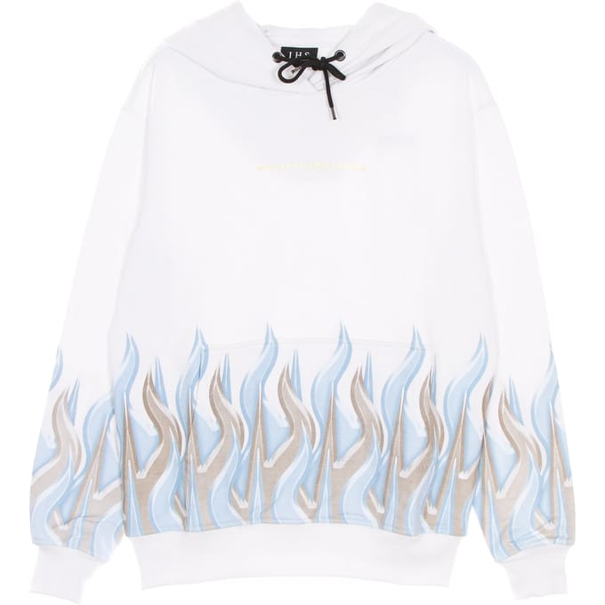 New Flames Hoodie Wit lichtgewicht herensweatshirt met capuchon